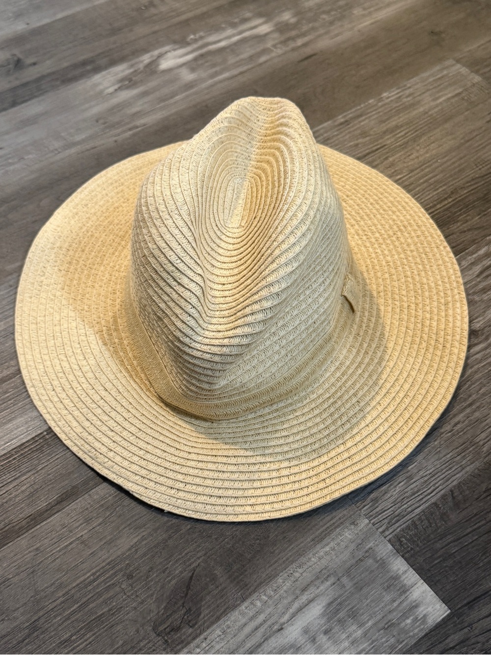 Wide Brim Straw Fedora Hat - Natural Straw
